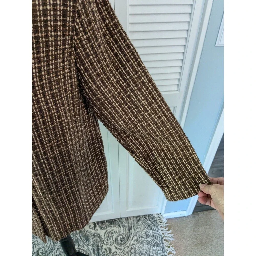 Joanna Tweed Blazer Women's M Vtg Plaid Woven Jacket Button 80s Dark Academia